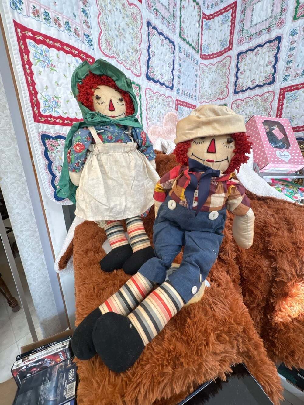 D9 Vintage Raggedy Ann and Andy Cloth Dolls Set Primitive Country Decor